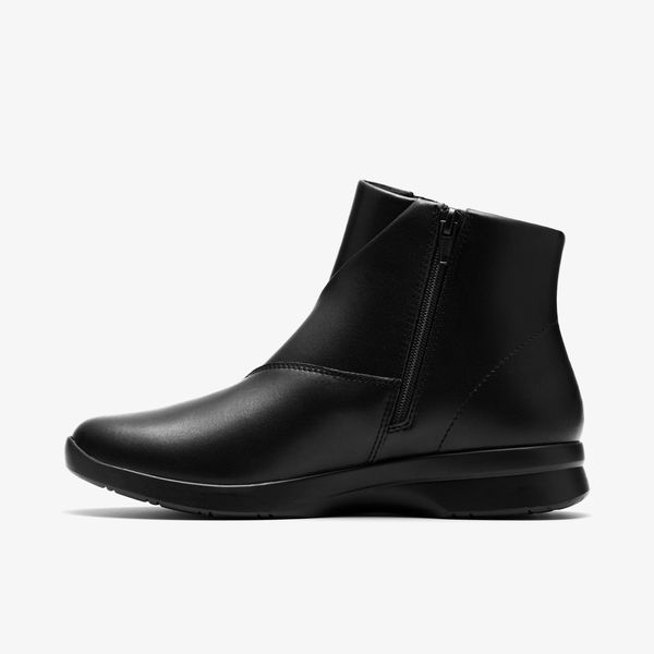 Womens Ellowyn Deva Black Leather Ankle Boots - Image 2