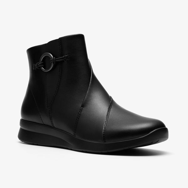 Womens Ellowyn Deva Black Leather Ankle Boots - Image 4