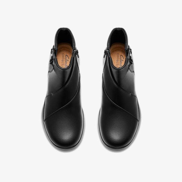 Womens Ellowyn Deva Black Leather Ankle Boots - Image 6