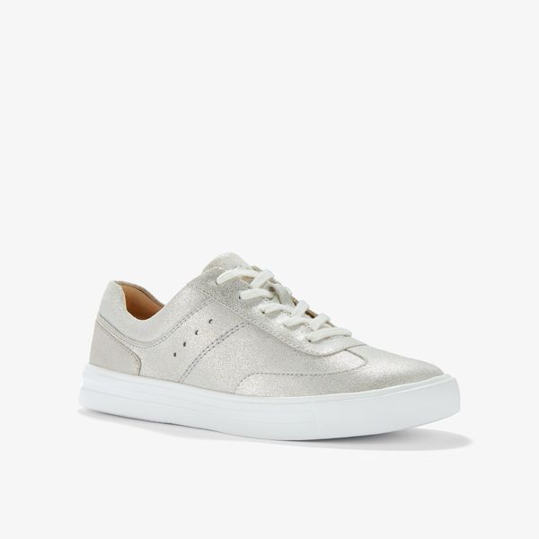Womens Makea Court Metallic Leather Sneakers - Image 3