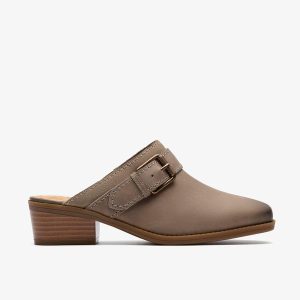 Womens Danyelle Mist Light Taupe Leather Clogs & Mules