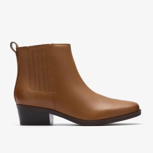 Womens Danyelle Skip Tan Leather Ankle Boots