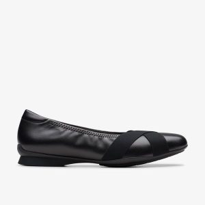 Womens Jazmynn Gem Black Leather  Flats
