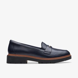 Womens Westlynn Glow Navy Leather Slip-Ons