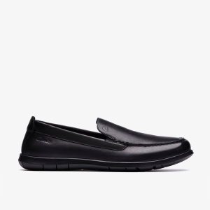Mens Flexway Step Black Smooth Loafers