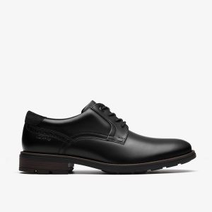Mens Emmet Plain Black Smooth Shoes