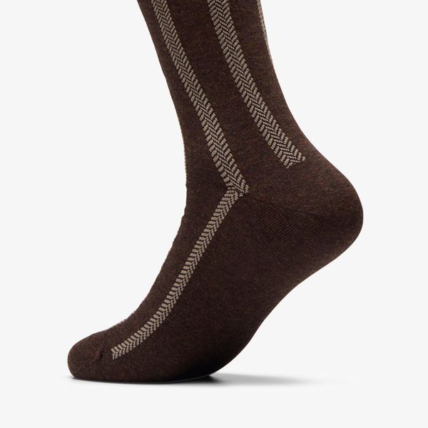 Mens Vertical Zag Brown Socks - Image 2