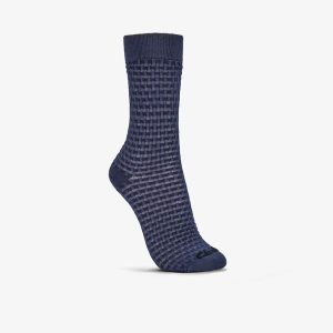 Womens Basket Weave Crew Navy Socks