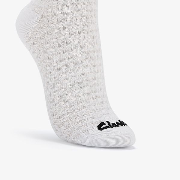 Womens Basket Weave Crew White Socks - Image 2