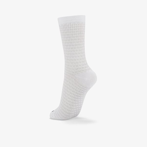 Womens Basket Weave Crew White Socks - Image 3