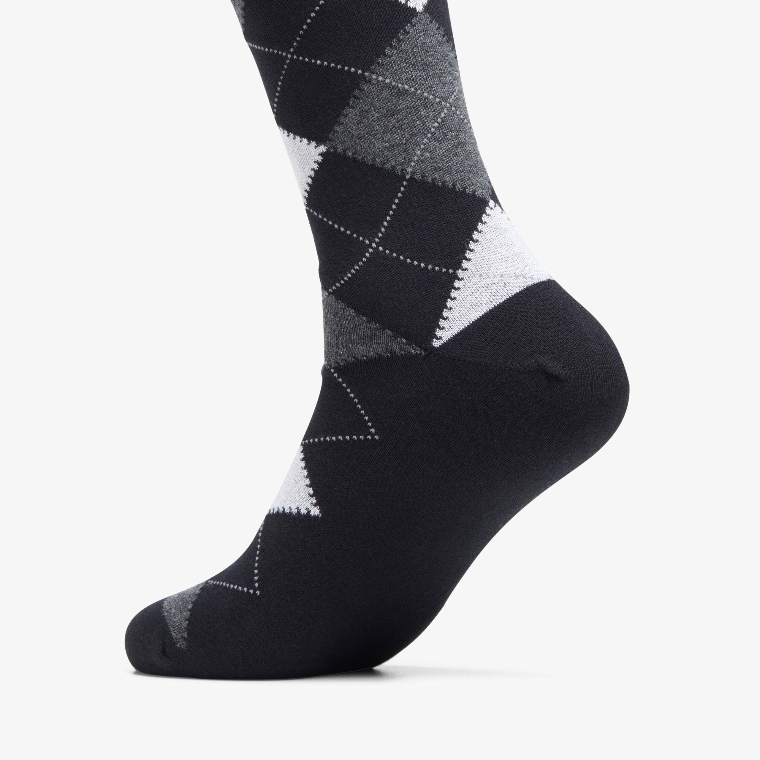 Mens Argyle Sock Black/White - Image 2