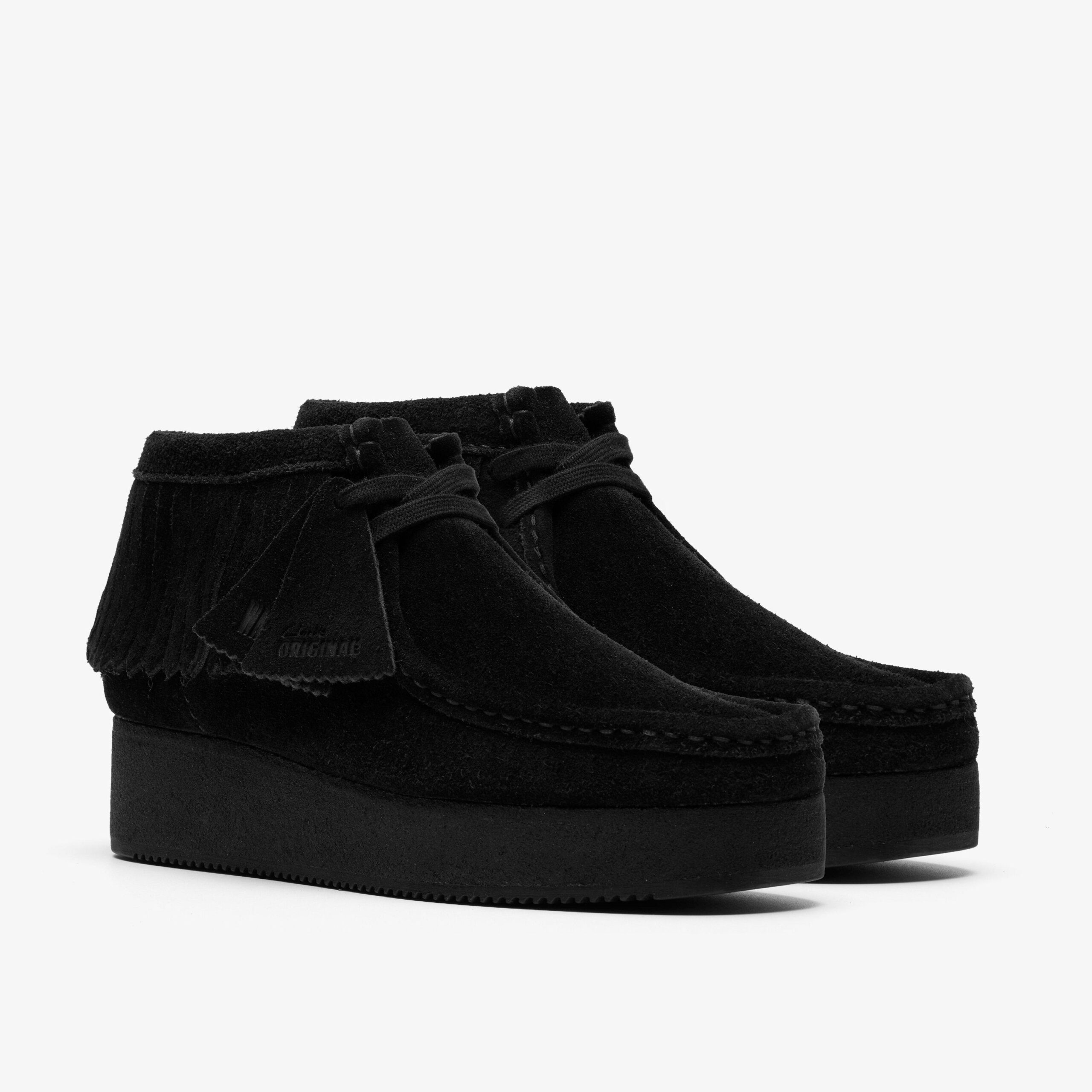 Wallabee Wedge Fringe Black Suede - Image 4