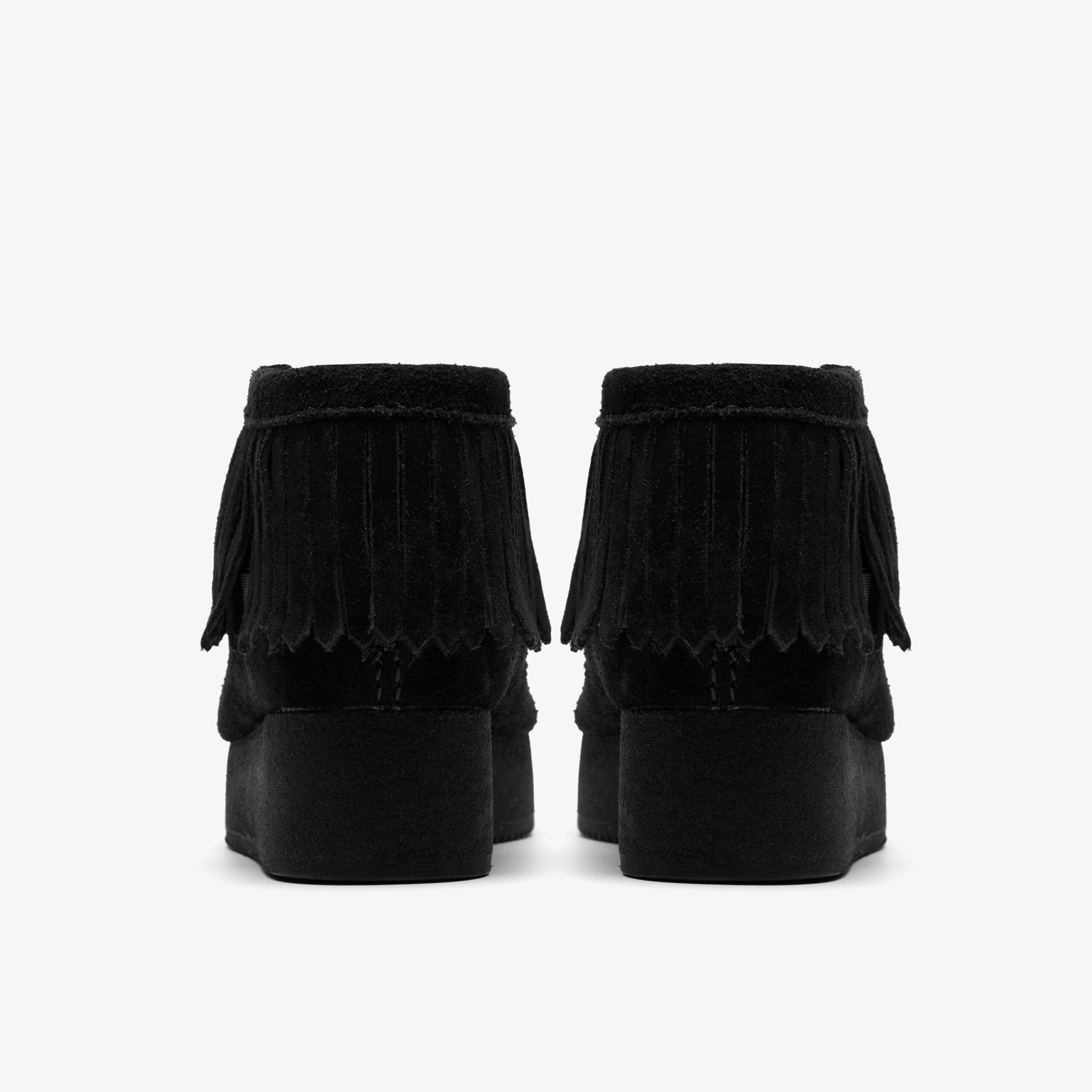 Wallabee Wedge Fringe Black Suede - Image 5