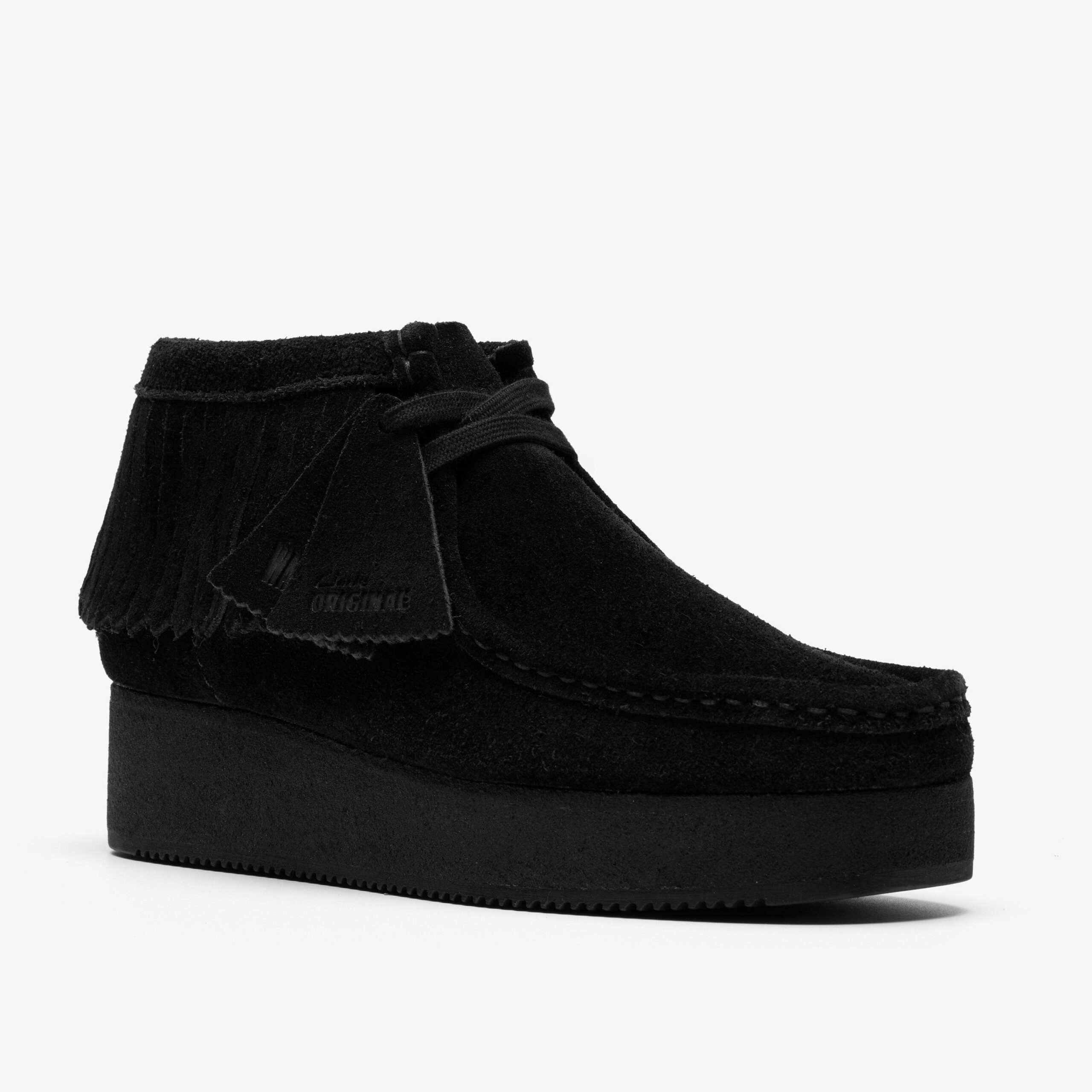 Wallabee Wedge Fringe Black Suede - Image 7