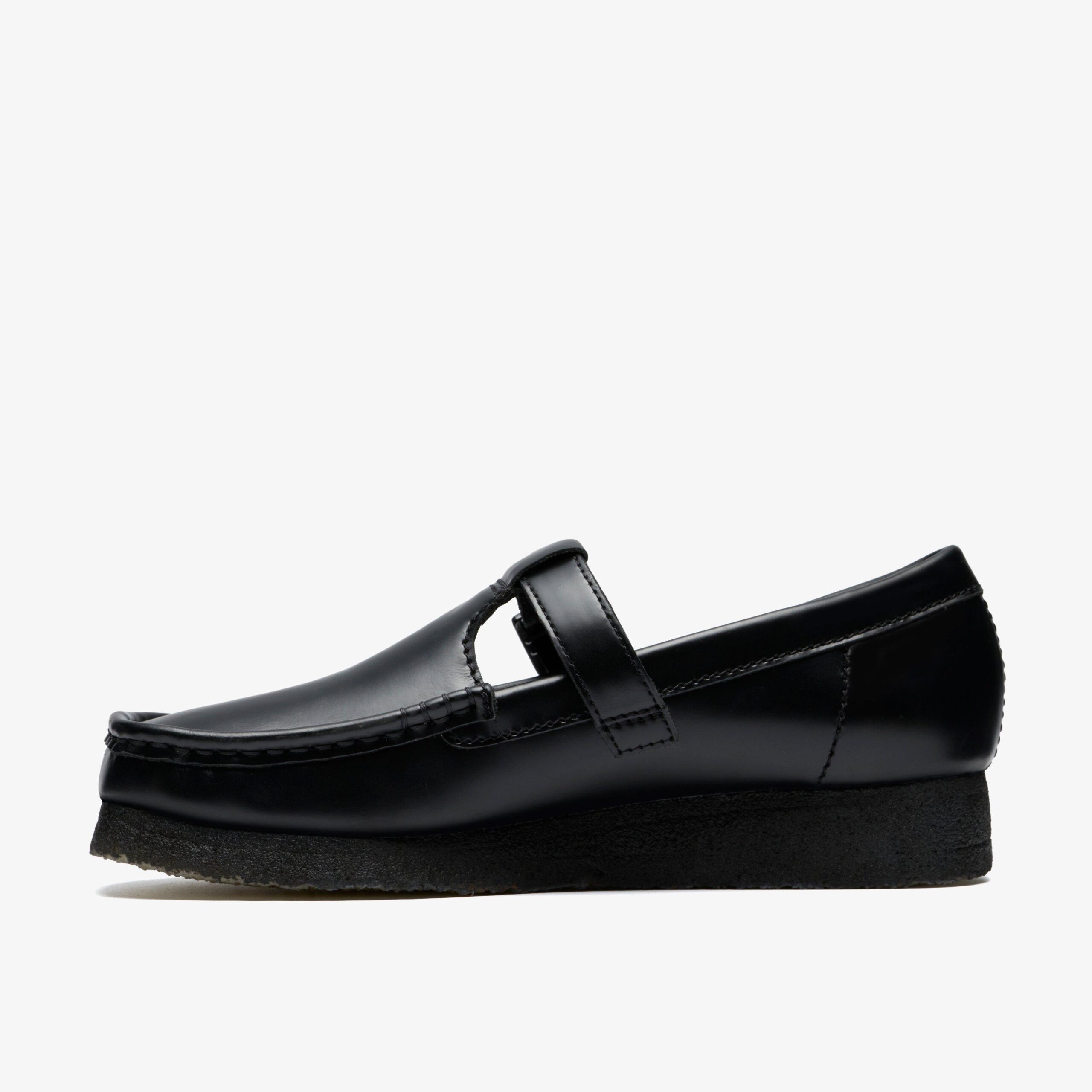 Wallabee T Bar Black Hi Shine Leather - Image 3
