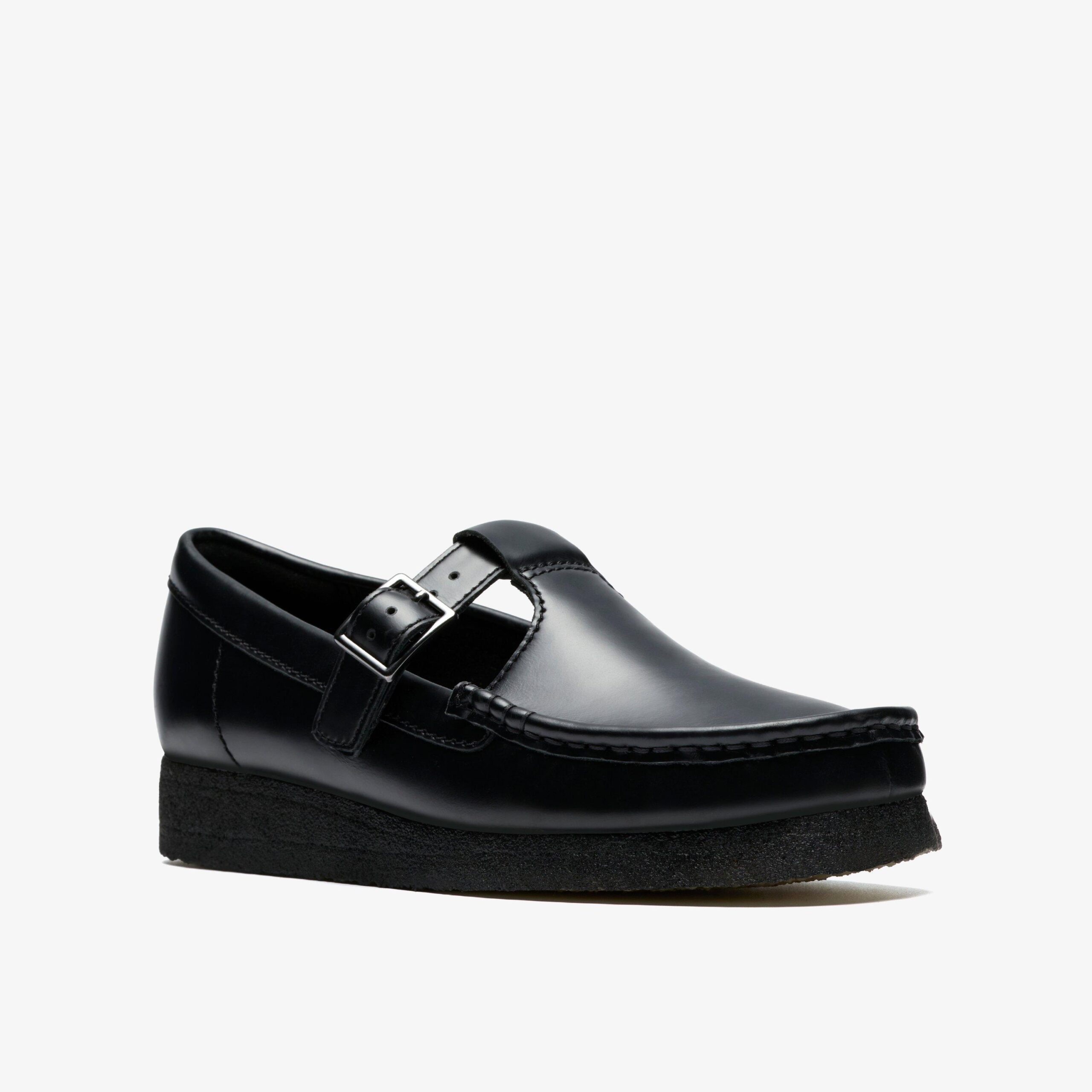 Wallabee T Bar Black Hi Shine Leather - Image 5