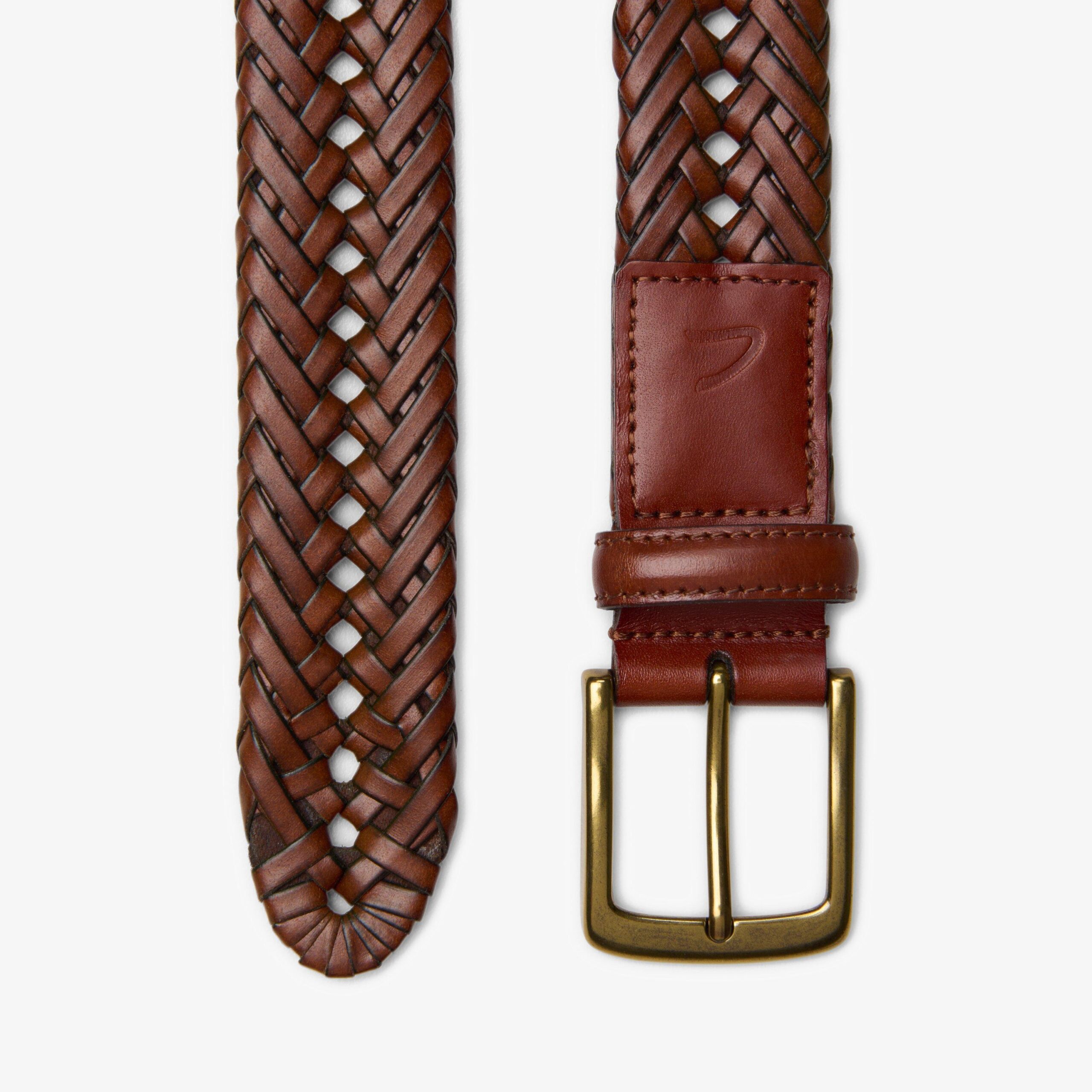 Leather Braided Belt Dark Tan - Image 2