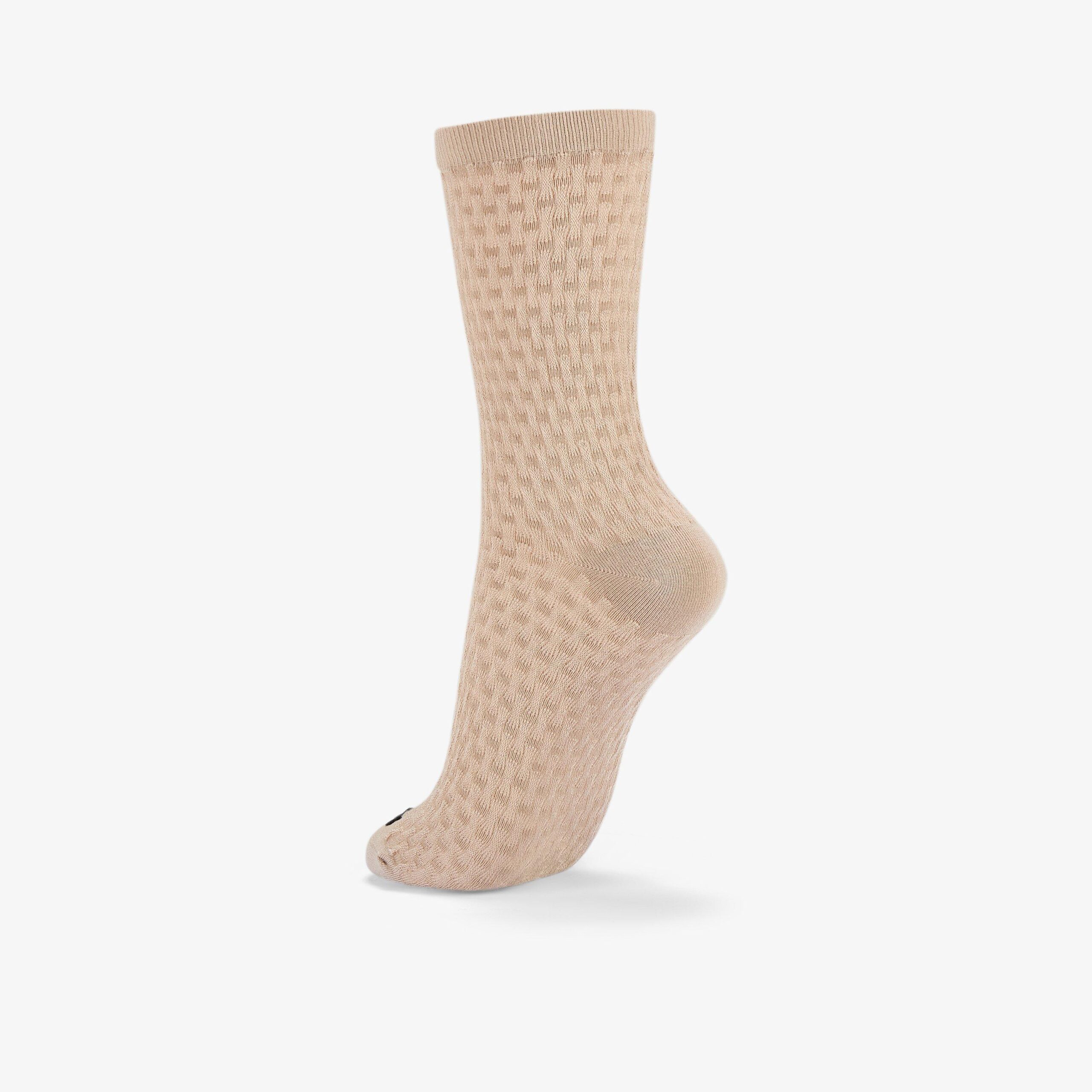 Basket Weave Crew Sock Khaki - Image 3