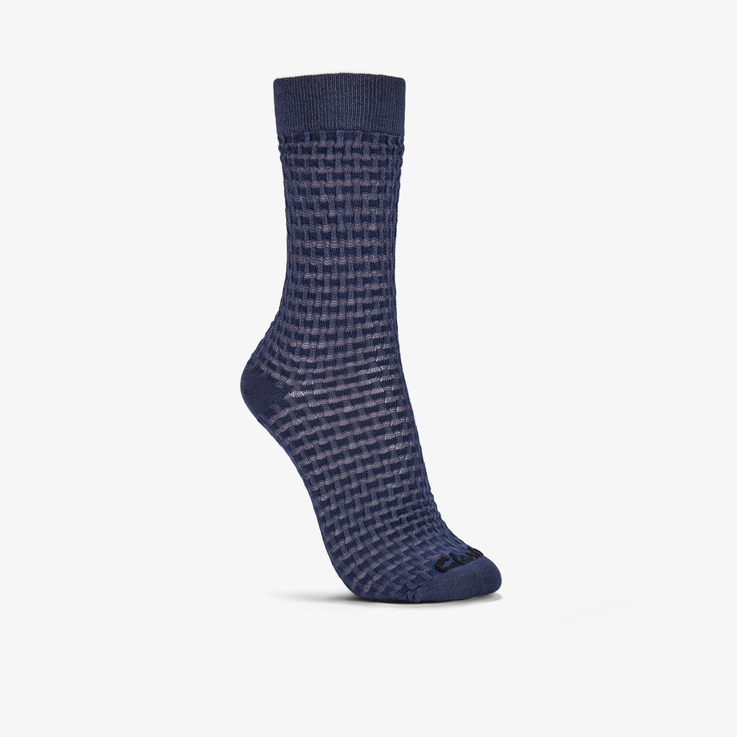 Basket Weave Crew Sock Navy